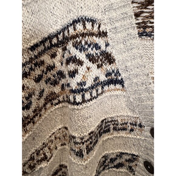 Anthropologie Bohemian Knit Cardigan Sweater L Button Front Short Sleeve Beige - Picture 4 of 9
